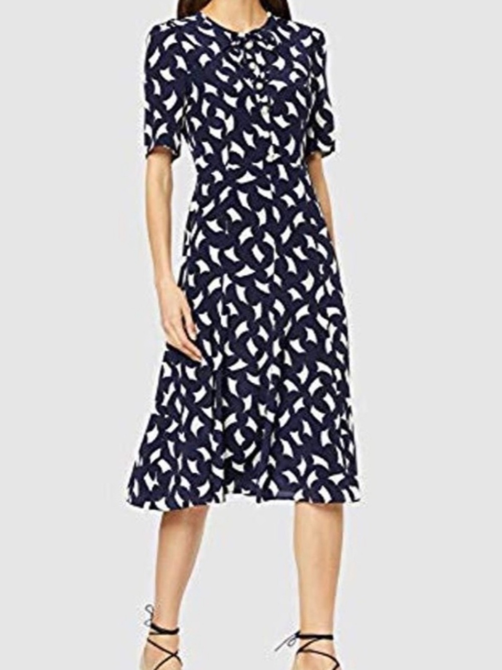 LK Bennett Montana Navy Flippy Midi Tea Dress Size 6